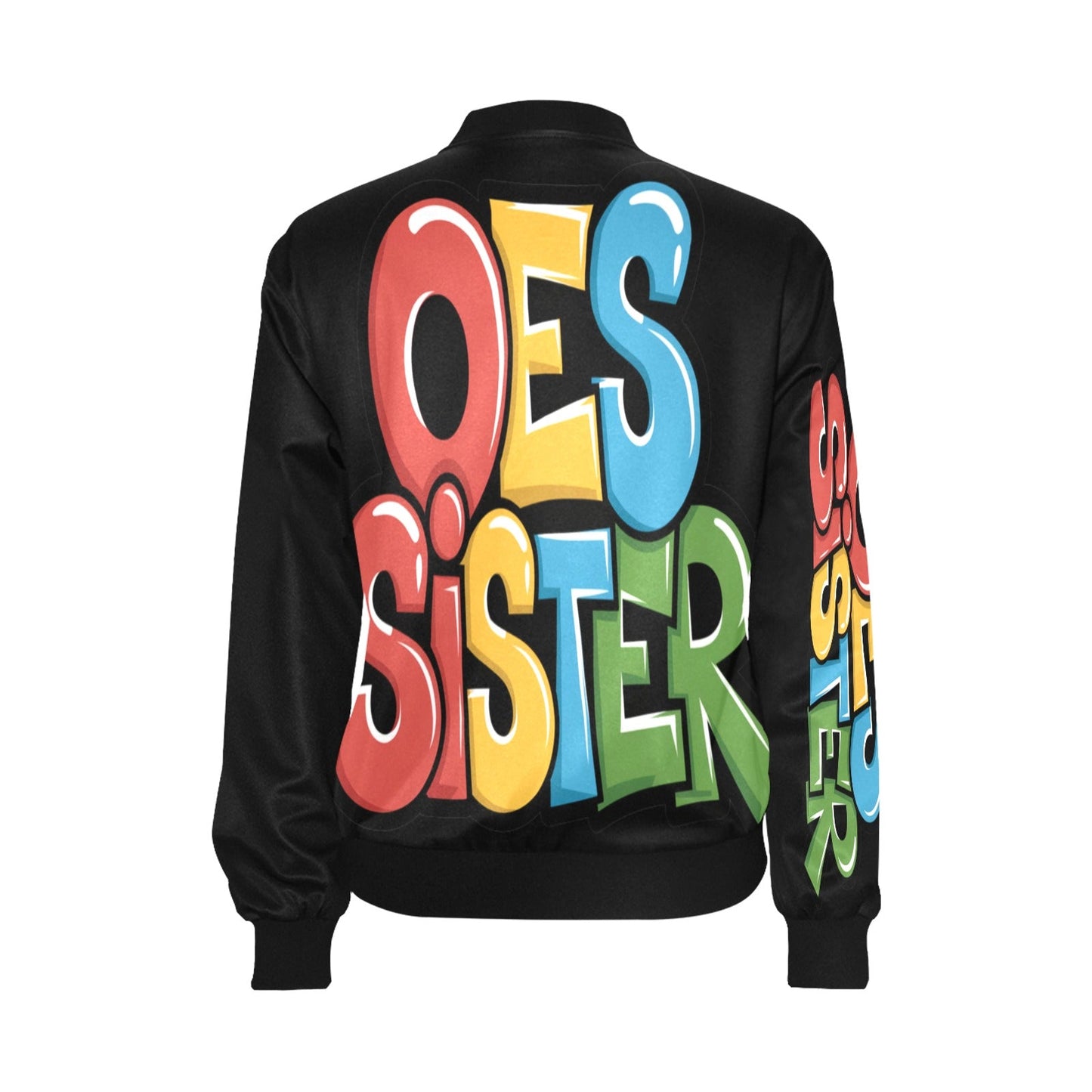OES Sister Graffiti Jacket Black Bomber Jacket - Sistarhood