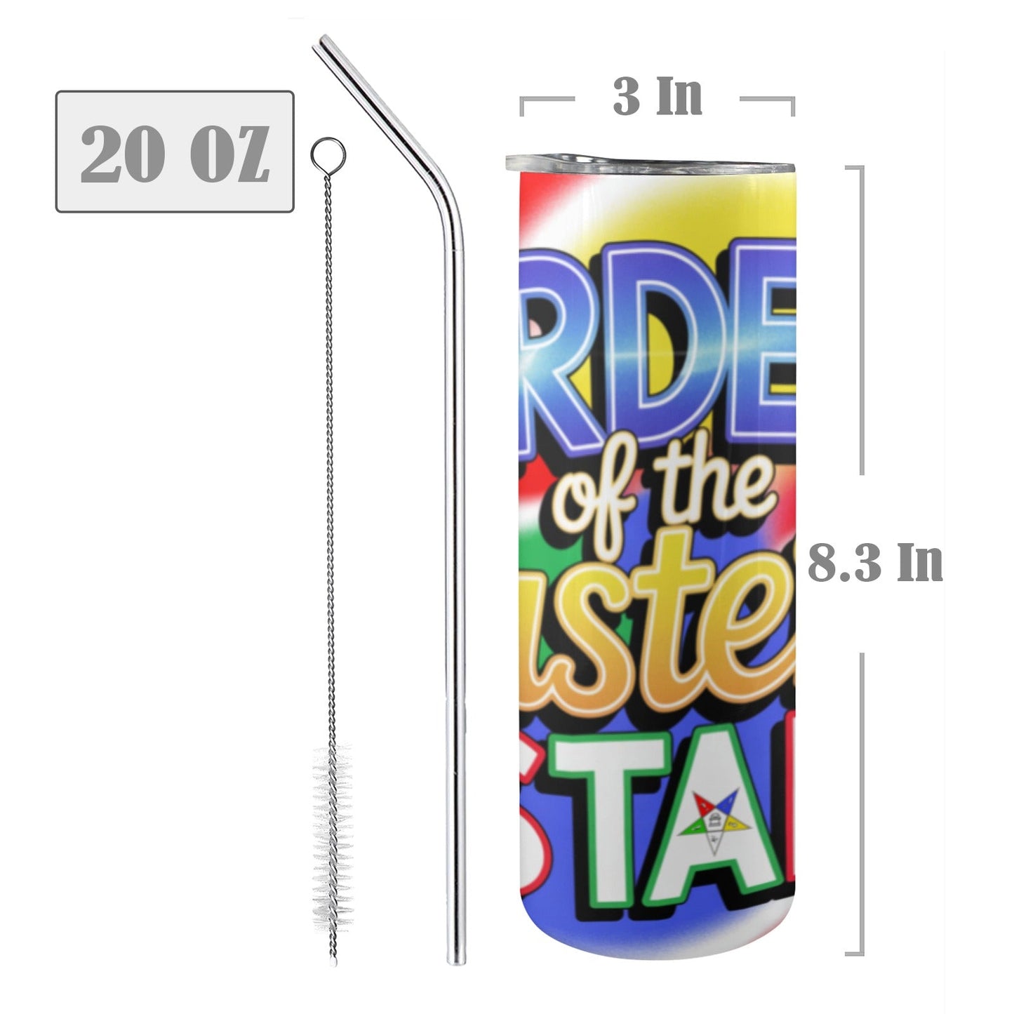 Order of the Eastern Star Sisterly Skinny Tumbler 20oz Tall Skinny Tumbler with Lid and Straw - Sistarhood