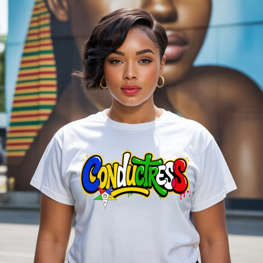 Eastern Star Colorful Graffiti Conductress Tee | OES Conductress Gift - Sistarhood
